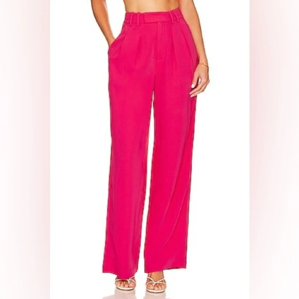 L'Academie Alise Trouser in Fuchsia Pink Size M High Rise Wide‎ Leg NWT